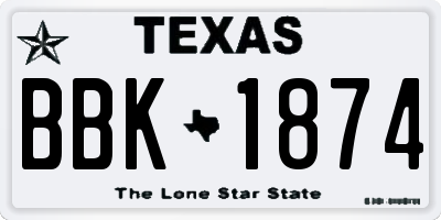 TX license plate BBK1874