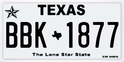 TX license plate BBK1877