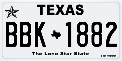 TX license plate BBK1882