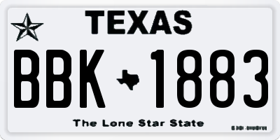 TX license plate BBK1883