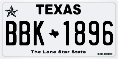 TX license plate BBK1896
