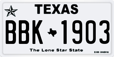 TX license plate BBK1903