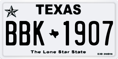 TX license plate BBK1907
