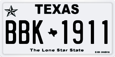 TX license plate BBK1911