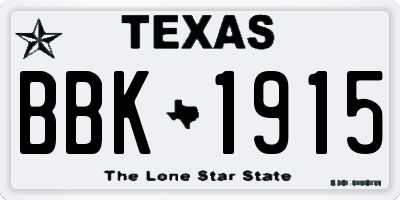 TX license plate BBK1915