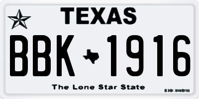 TX license plate BBK1916