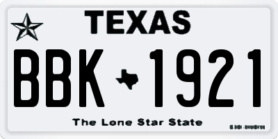 TX license plate BBK1921