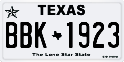 TX license plate BBK1923