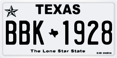 TX license plate BBK1928