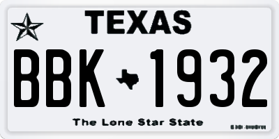 TX license plate BBK1932