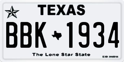 TX license plate BBK1934