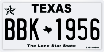 TX license plate BBK1956