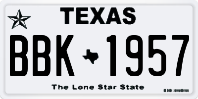 TX license plate BBK1957