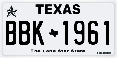 TX license plate BBK1961