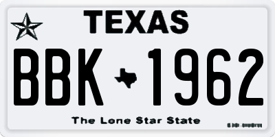 TX license plate BBK1962