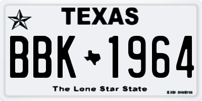 TX license plate BBK1964