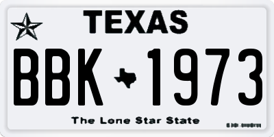 TX license plate BBK1973
