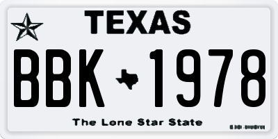 TX license plate BBK1978