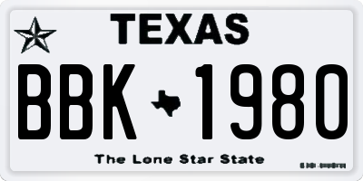 TX license plate BBK1980