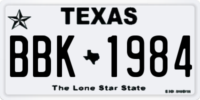 TX license plate BBK1984