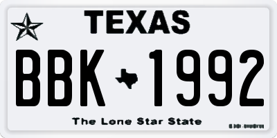 TX license plate BBK1992