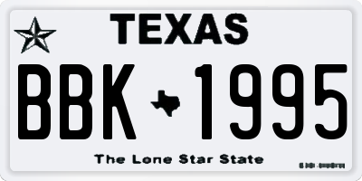 TX license plate BBK1995