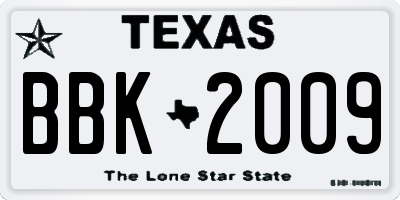 TX license plate BBK2009