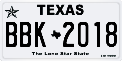TX license plate BBK2018
