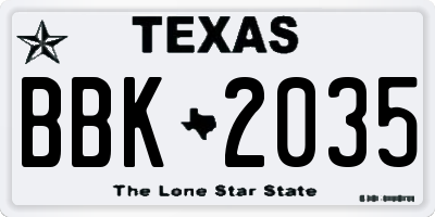 TX license plate BBK2035