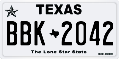 TX license plate BBK2042