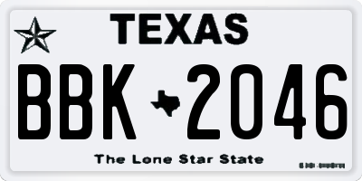TX license plate BBK2046