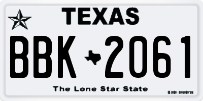 TX license plate BBK2061