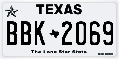 TX license plate BBK2069