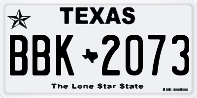 TX license plate BBK2073