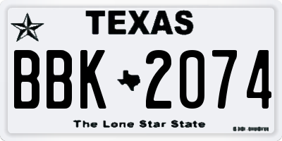TX license plate BBK2074