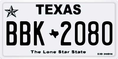TX license plate BBK2080