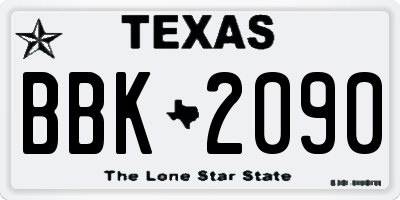 TX license plate BBK2090