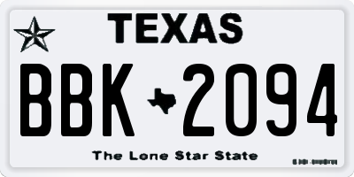TX license plate BBK2094