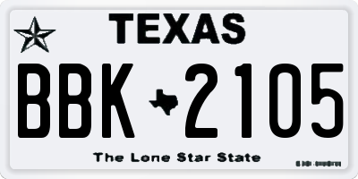 TX license plate BBK2105