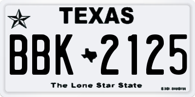 TX license plate BBK2125