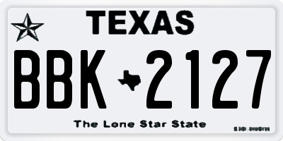 TX license plate BBK2127