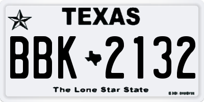 TX license plate BBK2132