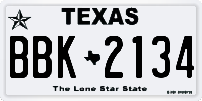 TX license plate BBK2134
