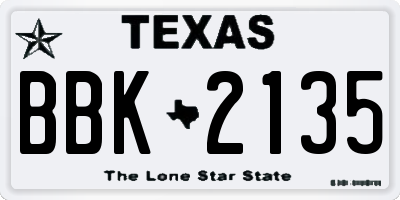 TX license plate BBK2135