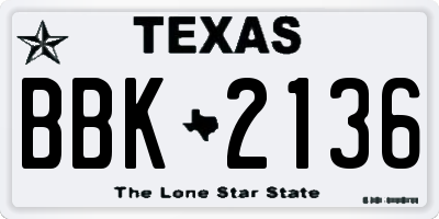 TX license plate BBK2136