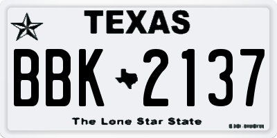 TX license plate BBK2137