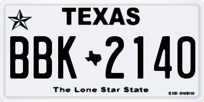TX license plate BBK2140