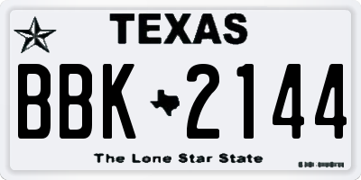 TX license plate BBK2144