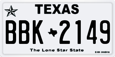 TX license plate BBK2149