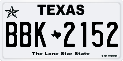 TX license plate BBK2152